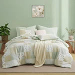 King Set, 7 Pieces Light Green Floral Seersucker Bed Comforter, Patchw. Fixed Price $73.96.