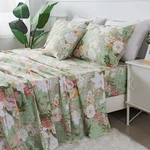 Mint Green Floral Queen Bed Sheets Set - 100% Cotton, 4 Pcs, Deep Pocket. Fixed Price $141.99.