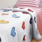 Hanna Home Reversible Twin Size Quilt 100% Cotton Hearts Aflutter Applique Multi. Fixed Price $115.32.
