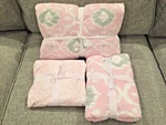 New Pottery Barn Kids Pink Claire Ikat Crib Toddler Quilt, Standard Sham, Sheet. Fixed Price $114.95.