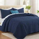Lavsiry Navy King Size Bedding Set, Summer Thin Microfiber Quilted Beds.... Fixed Price $43.35.