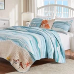 Queen Beach Themed Bedding Set - 5 Piece Quilt And Pillow Shams. Fixed Price $148.58.