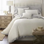 3PC Duvet Cover Bedding Set Cotton With Applique / Hemstitch Design - Gray. Fixed Price $21.99.