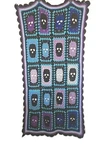 Afghan Handmade Throw Blanket Dia Los Muertos Sugar Skulls 26" X 49". Fixed Price $94.95.