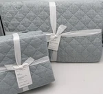 Pottery Barn Belgian Flax Linen Diamond King Quilt & 3 Euro Shams Mineral Blue. Fixed Price $325.45.