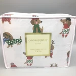 3PC Cynthia Rowley Christmas Dachshund Dog Flannel Twin Sheet Set Holiday Winter. Fixed Price $49.99.