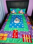 Vtg Snowman Holiday Comforter Set 2 Standard Shams Sz King Plus By Pem America. Fixed Price $65.00.