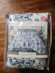 Laurel Manor Fine Linens Queen Bedspread Toile Garden Blue Floral 100% Cotton. Fixed Price $75.52.
