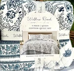 Willow Road Quilt 3 Pc Full/queen X90" + 2 Sham Blue Floral Modern Farmhouse. Fixed Price $74.88.