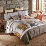 Donna Sharp Dawn Mist King 3-PC Quilt Set Bear Deer Watercolor Forest Rustic New. Fixed Price $197.95.