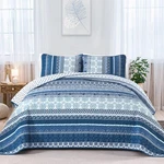 Wongs Bedding Boho Quilt Queen Size, Navy Blue Bohemian 3 Pieces Sets,. Fixed Price $51.34.