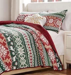 Fair Isle Christmas 3P Queen Quilt Set : Red Green Snow Deer Sweater Holiday. Fixed Price $89.45.