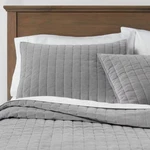King Channel Stitch Velvet Quilt Gray - Threshold. Fixed Price $45.99.