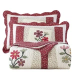 Vctops Christmas 3 Piece Embroidered Floral Quilted Bedspread Set 1.... Fixed Price $121.04.