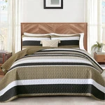 Djoymock Quilt Set Queen Size Brown Striped Bedding 3 Piece Lightweight. Fixed Price $59.78.