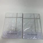 $330 Nwt Yves Delorme 2 Euro Shams White Athena Nacre Pearl Stripe 500TC France. Fixed Price $215.98.