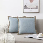 Nordeco Home Of 2 Farmhouse Throw Pillow Covers - Burlap Linen Trimmed. Fixed Price $23.98.