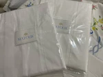 $450 Matouk Italy New 2PC Euro Shams 600TC Sateen White Hemstitch Nocturne. Fixed Price $165.00.