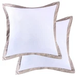 Set Of Levtex Home Spruce Spa European Shams - 26" White With Tan Trim. Fixed Price $32.00.