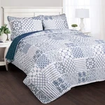 Lush Decor Monique 3 Piece Reversible Print Pattern Blue Quilt Set - Full Queen. Fixed Price $53.19.