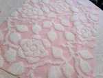 Sculpted Pink Vtg Chenille Bedspread Fabric, Stylized Roses Quilt Material. Fixed Price $30.00.