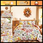 Yiran Floral Quilt Set King Size Orange Red Sunflower 3 Piece Bedding. Fixed Price $77.99.