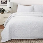 Classic Orient Damask Medallion Stitch Solid White 100% Cotton Quilt Bedding Set. Fixed Price $79.99.