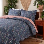 New Anthro Blue Floral Queen King Boho Quilt Bedding Bedspread Duvet & Sham Set. Fixed Price $175.00.