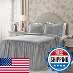 Lush Decor Ticking Stripe Bedspread Black Vintage Chic Farmhouse Style. Fixed Price $123.41.