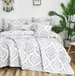 Tache Heather Gray White Paisley Ogee Damask Lightweight Bedspread Quilt Set. Fixed Price $89.99.