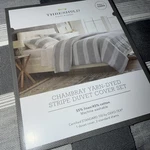 Threshold Chambray Stripe Duvet Cover Set Gray Full/queen 3PC Linen Blend. Fixed Price $15.00.