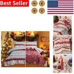 Rustic King Christmas Quilt Bedding Set Deer Snowflake Cabin Holiday Home Decor. Fixed Price $29.71.