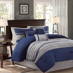 Madison Park 7-PIECE Comforter Set Faux Suede Design, Striped Accent, All Season. Fixed Price $194.99.