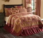 Ninepatch Star ** King Quilt : Farmhouse Red Brown Country Patchwork. Fixed Price $30.95.