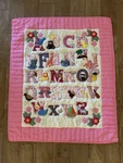 Hawaiin Style Hanging Wall Quilt Baby Pink Alphabet Abcs 38" X 48" W/ Back Tabs. Fixed Price $29.00.