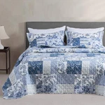 Kasentex Vintage Blue Patchwork Floral Quilt Set - All Season Bedding, Room Deco. Fixed Price $87.99.