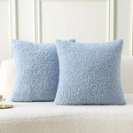 Futei Light Blue Faux Fur Throw Pillow Covers 22X22" Set Of Teddy Boho. Fixed Price $64.35.