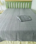Queen Size Quilt & Shams By Royal Velvet Squared Pattern Steel Blue 92 X 96. Fixed Price $42.00.