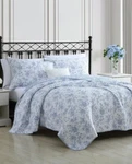Laura Ashley Twin Quilt Set Blue Walled Garden Soft Floral White. Fixed Price $79.99.