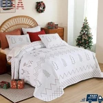 Christmas Reversible Quilt Set W/ Snowflake Pattern Decorative Bedding Home. Fixed Price $92.78.