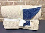 Pottery Barn Cross Stitch Velvet Quilt Full Queen Size Midnight Lapis Blue New. Fixed Price $227.77.