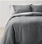 King Heavyweight Linen Blend Duvet Cover & 3 Shams Dark Gray By Casaluna.. Fixed Price $99.00.