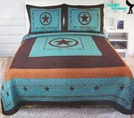 Texas Star Barbed Wire Western Style Quilt Bedspread Comforter Shams 3 Pcs Set. Fixed Price $79.95.