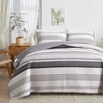 Flysheep Grey Boho Quilt Set Full Queen Size, 3 Pcs Gray Black And Navy Strip.... Fixed Price $45.92.