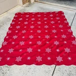 Pem America Holiday Christmas Winter Snowflake Queen Quilt Red Silver Embroidere. Fixed Price $50.00.