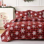 Jsd Christmas Quilt Set Full/queen, Red Buffalo Plaid Snowflakes Bedspreads, .... Fixed Price $25.60.