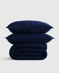 Bnwt Quince European Cotton Stitch Quilt Set Navy Blue Sold Out Online. Fixed Price $159.00.