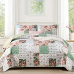Anibedding 3 Pieces Green Patchwork Quilt Set Queen Size, Bohemian Red Flower. Fixed Price $69.52.