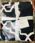 Pottery Barn Trisha Fretwork Geo Set Euro Shams Midnight Blue 3PC New.. Fixed Price $45.50.