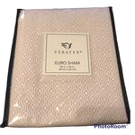 Veratex Euro Sham Brielle 26X26 Reversible Velvet Trim Beige Tan Geometric New. Fixed Price $27.40.